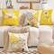 Outdoor Yellow Throw Pillow Covers 18x18 Set of 4 Spring Summer Decorative Cushion Cases Home Décor Decorations for Patio Couch Chair Sofa,Daisy Floral Gnomes